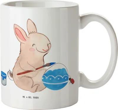 Produktbild von Mr. & Mrs. Panda Trinkbecher Hase Marienkäfer - Weiß - Geschenk, Kaffeepott, Kaffeebecher, Keramiktasse, Frühling, Becher, Ostern, Picknicken, Kaffeetasse, Tasse