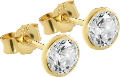 Produktbild von Paar 5,3mm Ohrstecker Gelbgold 375 Gold Ohrringe 9 Karat Zirkonia Weiß 2607