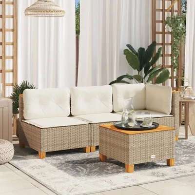 Produktbild von "2026 Promotion" Gartensofa/Loungesofa - mit Kissen - 3-Sitzer - Beige Poly Rattan - Gartensofas CC22287