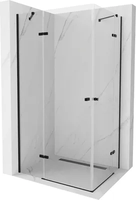Produktbild von Mexen Roma Duo kippbare Duschabtrennung 80 x 70 cm, Transparent, Schwarz - 854-080-070-70-00-02