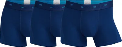Produktbild von CR7 Herren Boxershorts, 3er Pack - Bambus-Viskose,Trunks, Baumwolle Stretch, Logobund Blau L