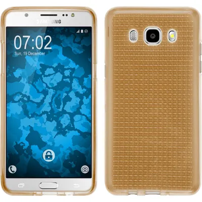 Produktbild von PhoneNatic Case kompatibel mit Samsung Galaxy J5 (2016) J510 - gold Silikon Hülle Iced + 2 Schutzfolien