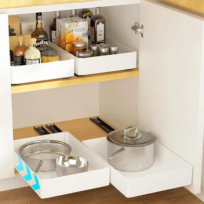Produktbild von Famanu Küchenlade Organizer - 2 Größen Schublade mit Nano-Klebefolie - Für Küche, Esszimmer und Badezimmer - Weiß