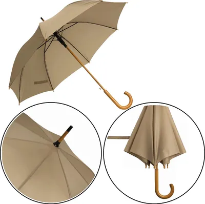 Produktbild von Stockschirm Holzgriff Ø103 cm Automatik Damen Herren Tango Regenschirm 0,41 Beige