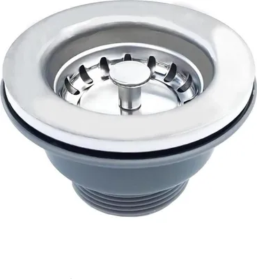 Obrázek produktu pro Odtok do dřezu bez přepadu, koš z nerezové oceli, ø 110 mm (11/2"), nerezová ocel + PVC, odtok + koš