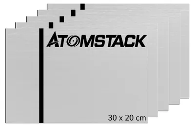 Image de ATOMSTACK Plaque en plastique ABS (4 pièces, 30 x 20 cm) - Plaque de gravure laser pour les projets de bricolage, plaque en plastique argent brossé sur noir