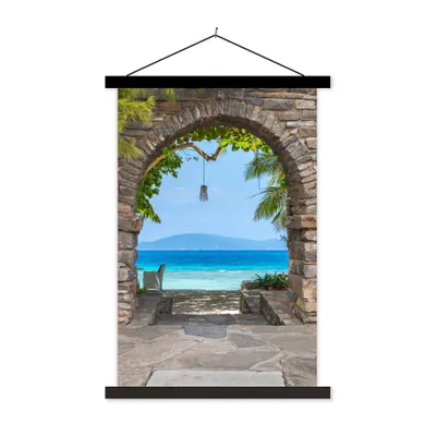 Produktbild von MuchoWow® Textilposter Strand - Meer - Tropisch - Sommer - Aussicht 40x60 cm mit schwarzem Rahmen - Wanddekorationen