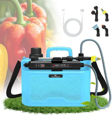 Produktbild von Elektrische Gartenspritze,Akku Drucksprüher,Gartenspritze Drucksprüher 8L mit Teleskopstange,Rückenspritze mit 4 Düsen Verstellbarem Schultergurt,Gartenpflanzen zur Reinigung besprühen