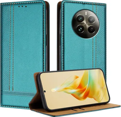 Produktbild von Handyhülle für Realme 12 Pro Leder Flip Klappbare Schutzhülle mit Standfunktion Grün