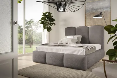 Obrázok produktu pre Čalúnená posteľ BAILEY 160x200 - posteľ s podnožou, bublinková posteľ, manželská posteľ s úložným priestorom a lamelovým roštom, spálňa - sivá