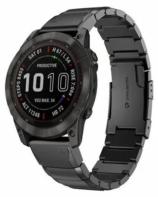 Image de Bracelet en acier inoxydable noir pour montre Garmin Tactix 8