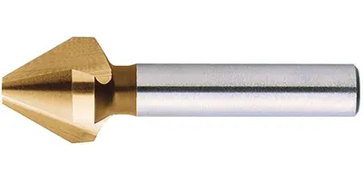 Produktbild von FORMAT Kegelsenker DIN334 C TIN2 HSS 60G 40,0mm, Durchmesser:6,30 mm, Schneidstoff:HSS, Winkel:60 °, Nenn-Ø:6,3 mm