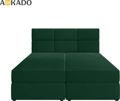 Produktbild von Boxspringbett - 180x200 - Grün - mit Bettkästen - mit Matratze H3 und Topper - Komplett-Set - Polsterbett - Automatisches Ausklappen