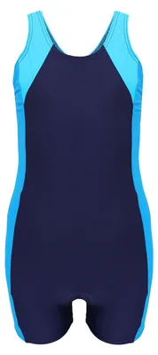 Produktbild von Aquarti Mädchen Badeanzug mit Bein Ringerrücken, Farbe: Dunkelblau / Türkis / Himmelblau, Größe: 140