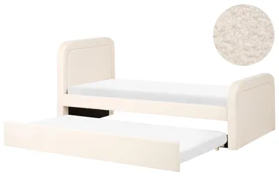 Produktbild von BELIANI Tagesbett Hellbeige Bouclé mit 2 Lattenrosten 90 x 200 cm Ausziehbar Modernes Ausziehbett für 2 Personen Gästezimmer Kinderzimmer Jugendzimmer