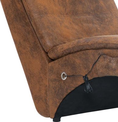 vidaXL Masážní lehátko s polštářem Brown Suede Look