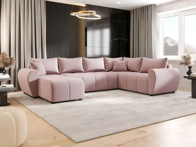 Produktbild von BEDANTE WOHNLANDSCHAFT MOLISA U PLUS Cosmic 14 Rechts Rosa mit Schlaffunktion U-Form Sofa mit Stauraum Bettkasten Wohnzimmersofa Couch Sofa Bettsofa Bettkasten Bettcouch