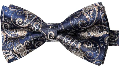 Immagine prodotto di Fascia da uomo, pre-legata, motivo Paisley, blu e oro, in microfibra di poliestere