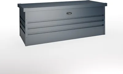 Produktbild von Wasabi - Metallischer Außenlagertruhen 716 L - 0,40 mm dicker und widerstandsfähiger - Klappdeckel - Leichtes Öffnen dank Gasdruckdämpfern