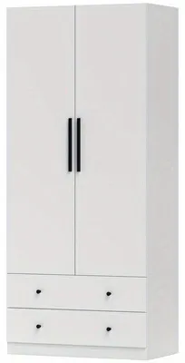 Image de Armoire portable avec 2 portes et 2 tiroirs - Rangement blanc