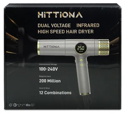 Produktbild von HITTIONA Föhn, 110.000 U/min Hochgeschwindigkeits Ionen Föhn Trocknen Haartrockner mit Magnetischer Diffusor, Dual Spannung Fön, Tragbar Reisefön mit 4 Temperatureinstellungen, 3-Gang, Salon Haarfön