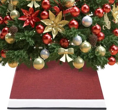 Image de Maison Exclusive - Jupe en forme de sapin de Noël rouge et blanche 48 x 48 x 25 cm