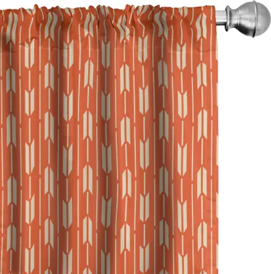 Produktbild von ABAKUHAUS Geometrisch Vorhänge, Gardinen, Ethnische Pfeilmotive Vertikale Linien Orientalische Stammeselemente Ostkulturen, 2 Stück 75 x 245 cm, Vermilion Creme