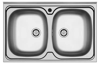 Immagine prodotto di Lavello da appoggio Mediterraneo802 2 vasche con alzatina inox