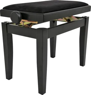 Obrázok produktu pre Čierna klavírna stolička Elegance, nastaviteľná výška 45–58 cm, NV40