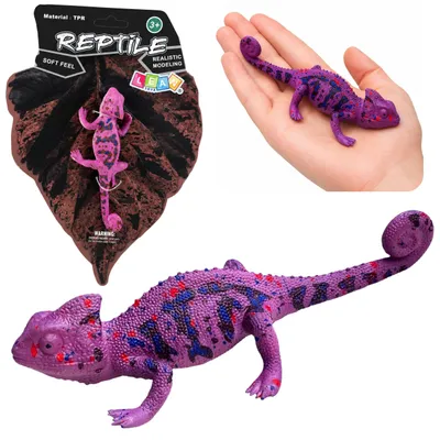 Immagine prodotto di Figurina Camaleonte In Gomma Estensibile Rettile Realistico Viola 14 Cm