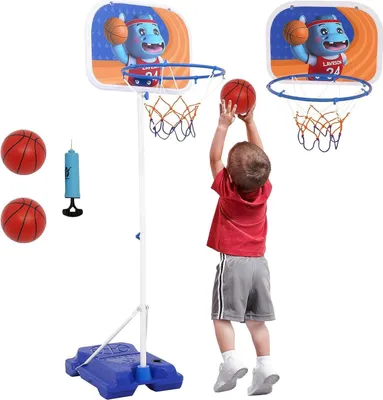 Produktbild von Famanu Mini-Basketballständer Höhenverstellbar - Tragbare Basketballkorb für Kinder - 96-170 cm
