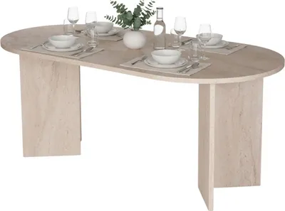 Produktbild von Dmora Fester Tisch Monterano 180x89,5x75h cm Weiß Marmor, 6 Plätze Oval