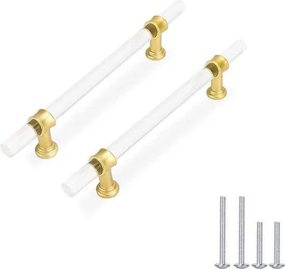 Zdjęcie produktu dla Złote uchwyty do szafek kuchennych, 10 sztuk, 160 mm, kryształowe