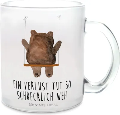 Produktbild von Mr. & Mrs. Panda Teetasse Bär Schaukel - Transparent - Geschenk, Häferl, Teddy, Tee Tasse, Verlust Trauer Trauergeschenk Traurig Trösten Trost Liebeskummer Liebe Verliebt