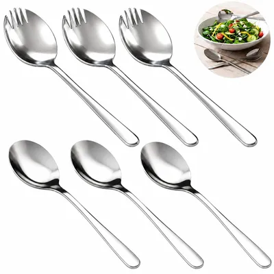 Salatbesteck-Set, 6-teilig, Edelstahl, silber, spülmaschinengeeignet