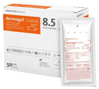 Produktbild von Chirurgische Handschuhe Mercator Dermagel Coated Latex Steril Größe 8.5 50 Paar