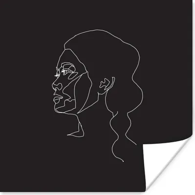Produktbild von MuchoWow® Poster Frauen - Profil - Strichzeichnung 50x50 cm - Wohnzimmerdekoration