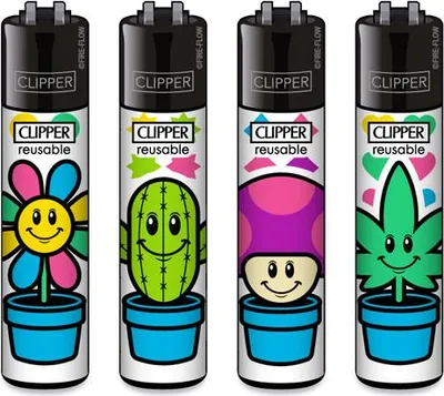 Produktbild von Clipper Reibrad Feuerzeuge Grow Pots, 4 Stück
