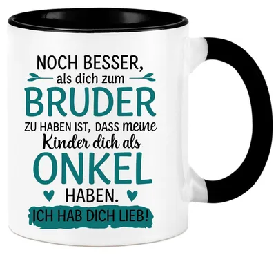 Immagine prodotto di Tazza da caffè, regalo per fratello, Natale, 325 ml, colore nero, con scritta divertente