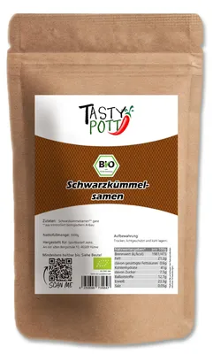 Produktbild von Tasty Pott Schwarzkümmel ganze Samen - 1kg Beutel