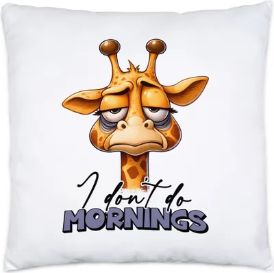 Produktbild von I don't do mornings Kissen Inkl Füllung lustiger Spruch Morgenmuffel Giraffe