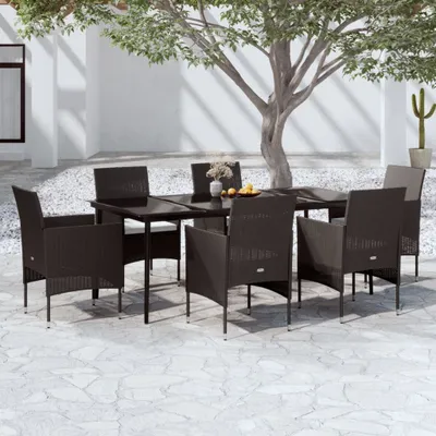 Image de Maison Exclusive - Ensemble de salon de jardin 7 pièces avec coussins noirs