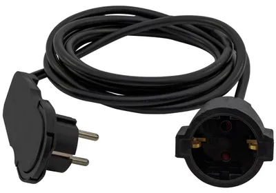 Image de REV Rallonge à contact de protection Smart, avec fiche plate, 3 m, noir