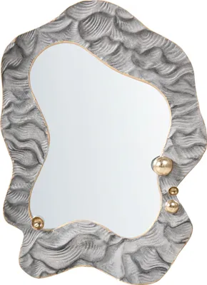 Produktbild von BELIANI Wandspiegel Grau / Gold aus Eisen MDF mit Rahmen Asymmetrisch Glamourös Modern Wanddekoration Wohnaccessoires