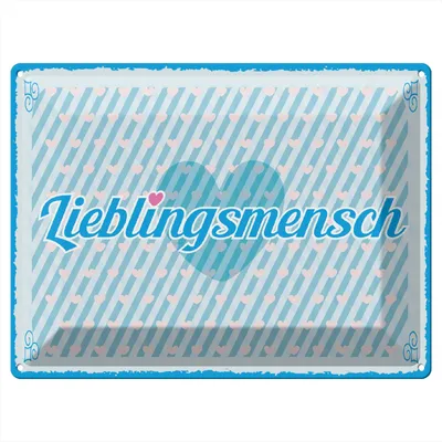 Produktbild von Blechschild Wandbild in : Brillante Farben, Größe 30 x 40 cm Motiv Blechschild Spruch 30x40 cm Lieblingsmensch blaues Herz Deko Schild