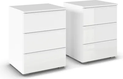 Produktbild von Nachtkommode >Monostar < (2er-Set) in Kristallweißglas / alpinweiß - 47x62x42cm B/H/T
