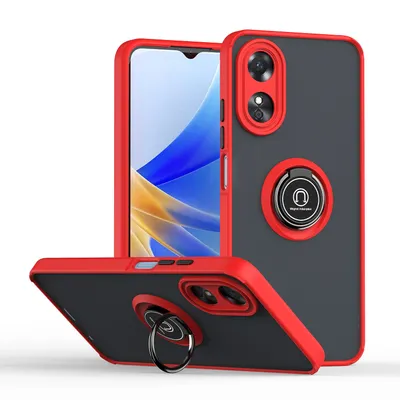 Immagine prodotto di Custodia per OPPO A17 opaca traslucida in TPU con supporto ad anello e supporto Rosso