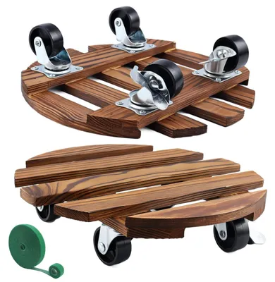 Obrázek produktu pro Podstavce pod květináče o rozměrech 30 cm s 4 kolečky, maximální nosnost 100 kg, 2 kusy