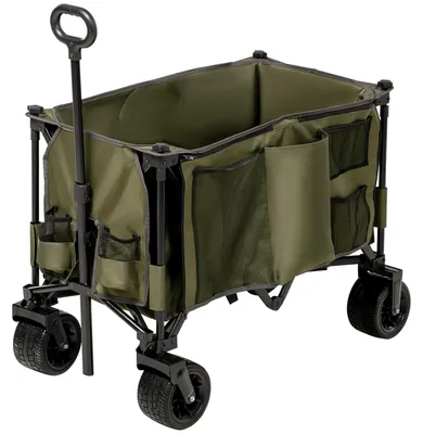Produktbild von Bollerwagen, klappbar, 7 Seitentaschen, verstellbarer Griff, bis 120 kg, Stahl, grün, 100 x 48 x 100,5 cm