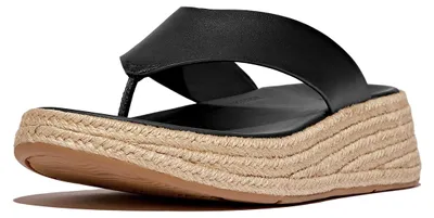 Productafbeelding van FITFLOP FitFlop F-Mode Espadrille Leather Flatform T/Post Sandals ZWART 41